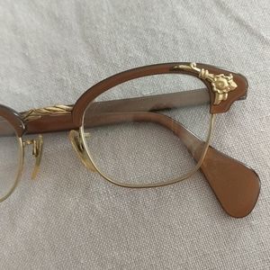 Vintage 1950s Cat Eye Gold Floral Glasses